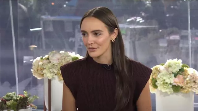 Babaton Hazlitt Sweater Vest in Rich Cocoa worn by Liv Perez as seen in Today on September 14, 2023
