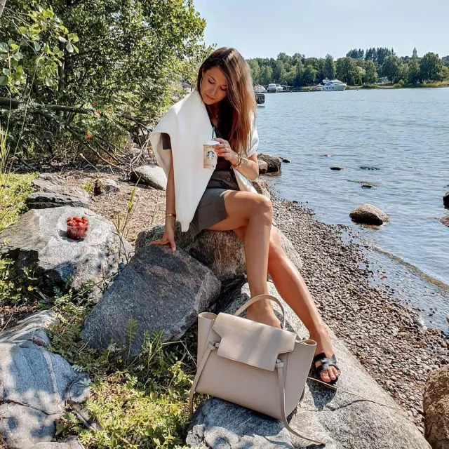Celine Beige nude leather bag of Marianna Mäkelä on her Instagram account @mariannnan