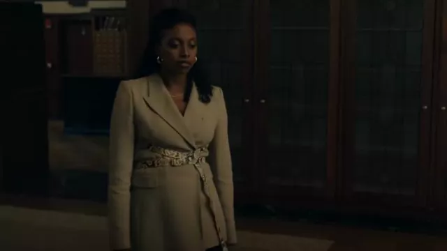 Michael Kors Collection Wraparound Belted Jacket worn by Kate Sacker (Condola Rashad) as seen in Billions (S07E06)
