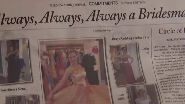 Journal Sunday Styles 'Always, Always, Always a Bridesmaid' de Kevin Doyle (James Marsden) vu dans 27 Dresses