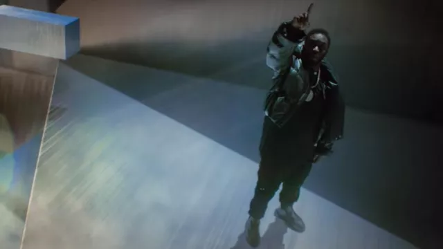 Rick Owens Black Leather Down Funnel Jacket worn by Sean Combs in Another One of Me [Official Music Video] by Diddy ft. The Weeknd, 21 Savage, French Montana