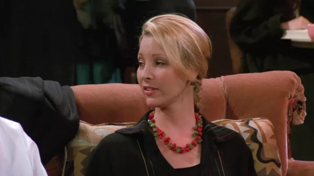 Red Beads Necklace with Leaves and Flowers worn by Phoebe Buffay (Lisa Kudrow) in Friends (S02E08)