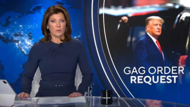 Safiyaa Brunna Midi Dress worn by Norah O'Donnell as seen in CBS Evening News on September 15, 2023