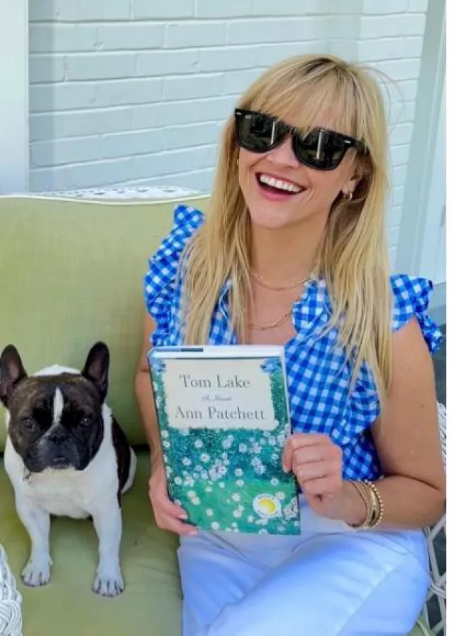 Tom Lake: B Yann Patchett! worn by Reese Witherspoon on her  Instagram on August 27, 2023