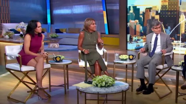 Whbm Sleeve­less Mock Neck Sheath Dress worn by Linsey Davis as seen in Good Morning America on  September 18, 2023