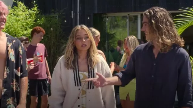 Ksubi Off-White P.E. Nation Edition Bomber Jacket worn by Wren (Annabel Wolfe) as seen in Surviving Summer (S02E02)