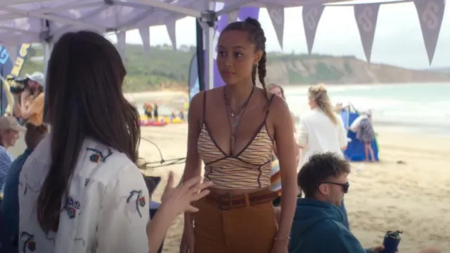 OWWY Seeing Stripes Cami In Candy Stripe worn by Bodhi Mercer (Savannah La Rain) as seen in Surviving Summer (S02E03)