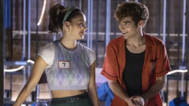 Argyle crop top worn by Gina (Sofia Wylie) as seen in High School Musical: The Musical: The Series (S04E02)
