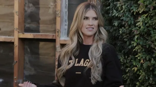 Departed Jet Lagged Crewneck worn by Christina El Moussa as seen in Christina on the Coast (S05E15)