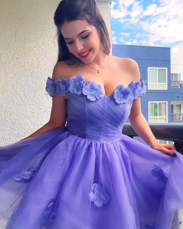 Purple gown worn by Hannah-fay Johnson on the Instagram account of @nerdy.hans