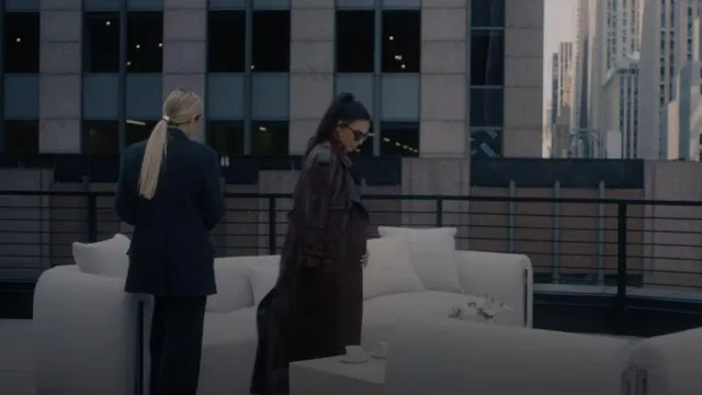 Saint Laurent Leather Trench Coat worn by Siobhan Corbyn(Kim Kardashian) as seen in American Horror Story (S12E01)