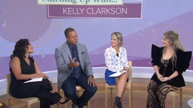 Roberto Cavalli Flared Leg Jacquard Jumpsuit worn by Kelly Clarkson as seen in Today on September 22, 2023