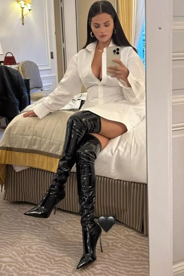 Casadei Ultrablade Ultravox Over The Knee Boots worn by Selena Gomez on her Instagram Story on September 23, 2023