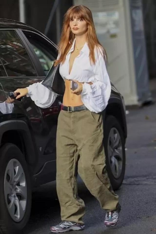 Miu Miu Leather Belt worn by  Emily Ratajkowski in New York City on July 25, 2023