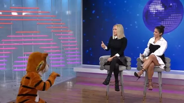 Christian Louboutin Macademia Block Heel Combat Boot porté par Jenny McCarthy comme vu dans Aujourd’hui avec Hoda & Jenna le 26 septembre 2023