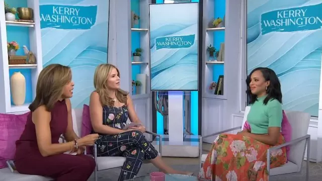 Oscar de la Renta Geranium Silk Chiffon Maxi Skirt worn by Kerry Washington as seen in Today  with Hoda & Jenna on September 26, 2023