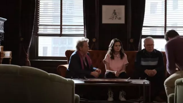 Alice + Olivia Edyth Faux Leather Shirt worn by Mabel Mora (Selena Gomez) as seen in Only Murders in the Building (S03E09)
