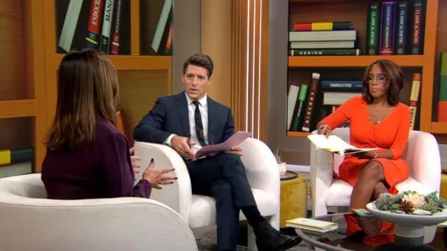 Chiara Boni La Petite Robe Robe à taille serrée portée par Gayle King vue dans CBS Mornings le 27 septembre 2023