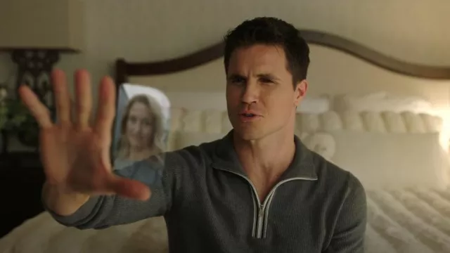 Reiss Gardener Tipped Sweater worn by Nathan Brown (Robbie Amell) as seen in Upload (S02E03)