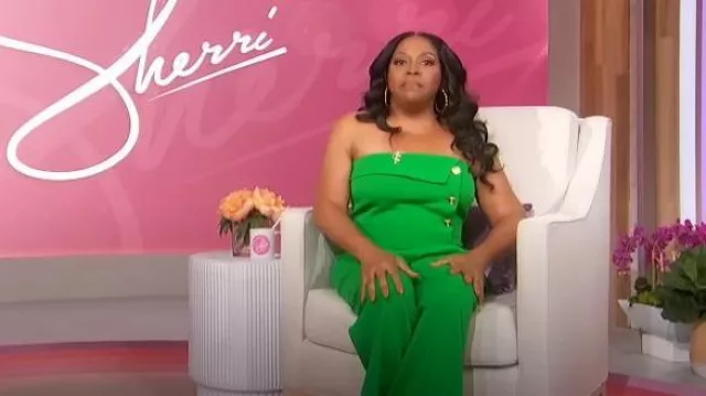 Karen Millen Compact Stretch Viscose Bandeau Jumpsuit worn by Sherri Shepherd as seen in Sherri on  September 26, 2023