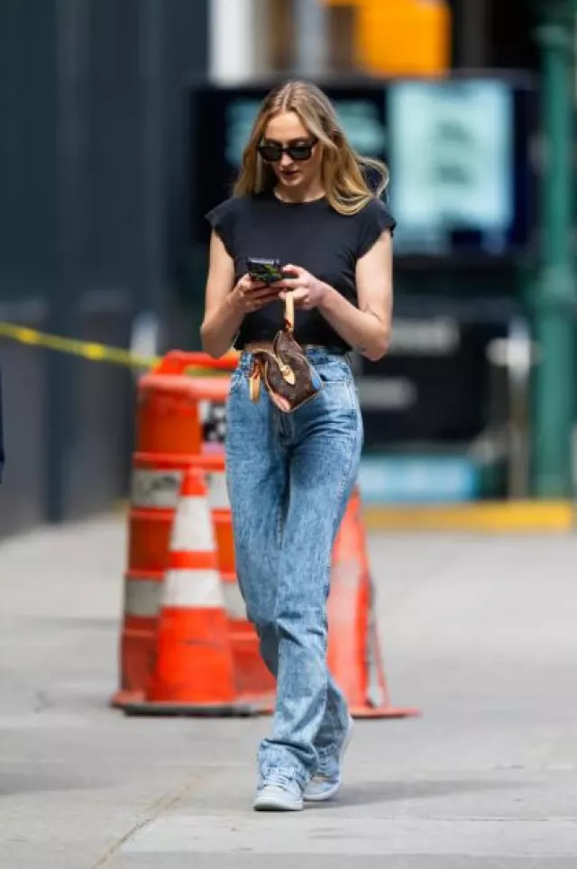 Khaite The Danielle Acid-Wash Jeans worn by Sophie Turner in New York City on September 27, 2023