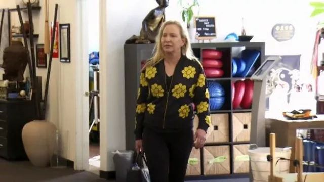 Real for Real Logo Flower Jacket worn by Shannon Beador  as seen in The Real Housewives of Orange County (S17E16)