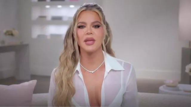 Dion lee White Grid Corset Shirt worn by Khloé Kardashian as seen in The Kardashians (S04E01)