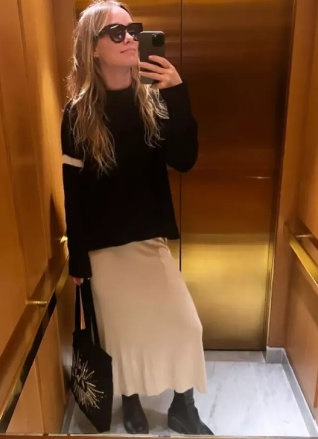 The Vampire’s Wife Custom Initial Book Bag worn by Olivia Wilde on her Instagram Stories on September 29, 2023