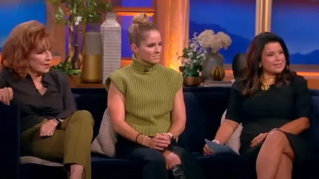 Staud Bette Cap Sleeve Merino Wool Sweater worn by Sara Haines as seen in The View on September 29, 2023