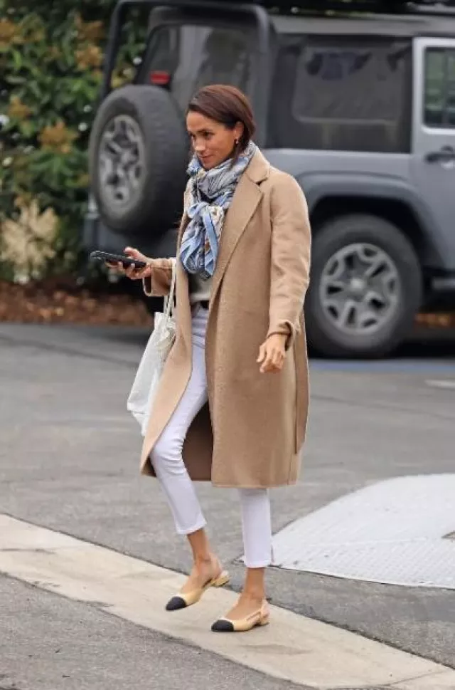 Chanel CapToe Slingback Flats worn by Meghan Markle in Montecito on