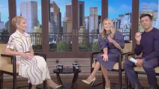 Altuzarra Kiera Botanical Print Silk Shirtdress worn by Barbara Corcoran as seen in LIVE with Kelly and Mark on  September 28, 2023