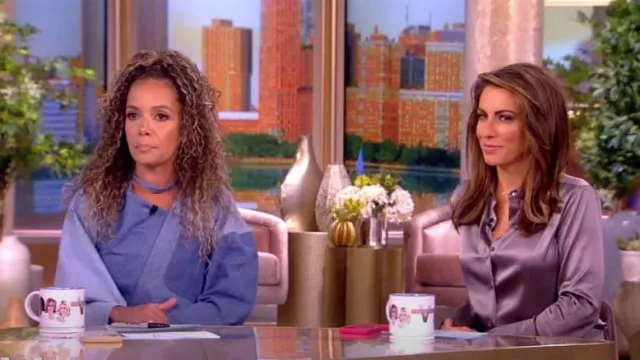 Twp Bessette Stretch Silk Charmeuse Button-Front Shirt worn by Alyssa Farah as seen in The View on October 2, 2023