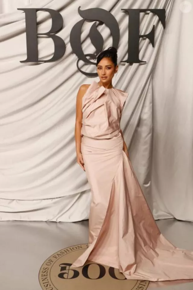 Maticevski Tenacity Draped Maxi Skirt worn by Shay Mitchell at Bof 500 Gala on September 30, 2023