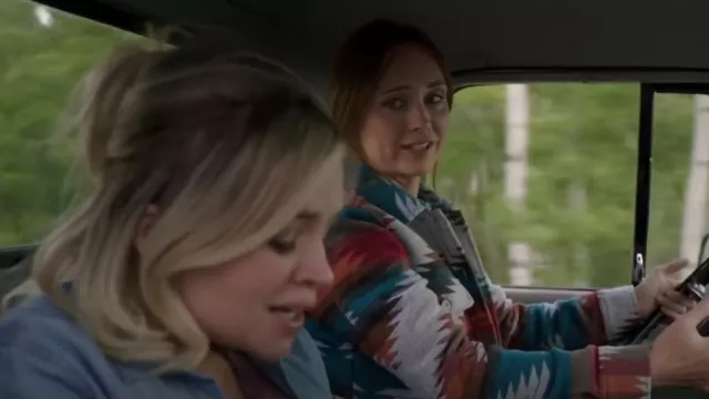 Zion Distressed Button Down Shacket_Rust worn by Amy Fleming (Amber Marshall) as seen in Heartland (S17E01)