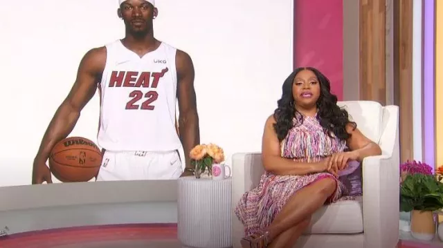 Jason Wu Ruffle Detail Sleeveless Tweed Dress worn by Sherri Shepherd as seen in Sherri on October 3, 2023
