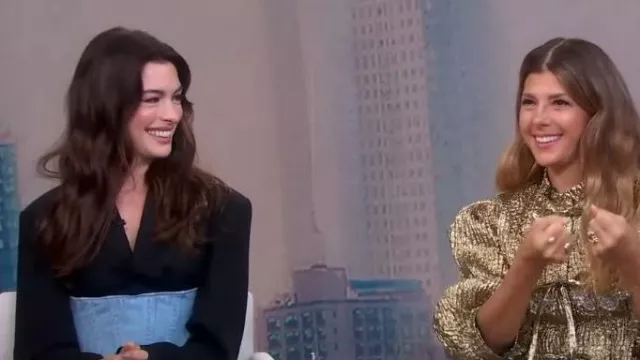 Dion Lee Float Mixed Media Crop Corset Blazer worn by Anne Hathaway as seen in Good Morning America on  October 3, 2023
