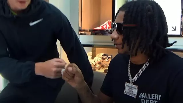 Gucci Black & Web Arm Square Sunglasses worn by Digga D in TLC (Official Music Video)