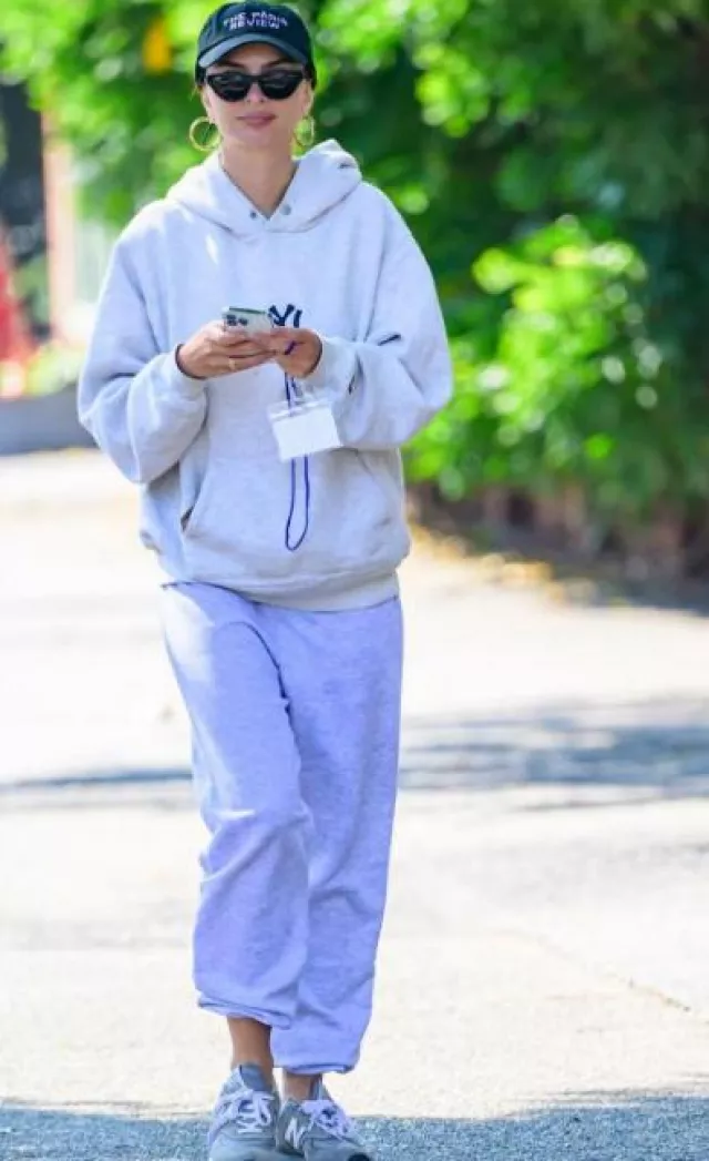 The Paris Review Baseball Cap in Black worn by Emily Ratajkowski  in NYC on October 3, 2023