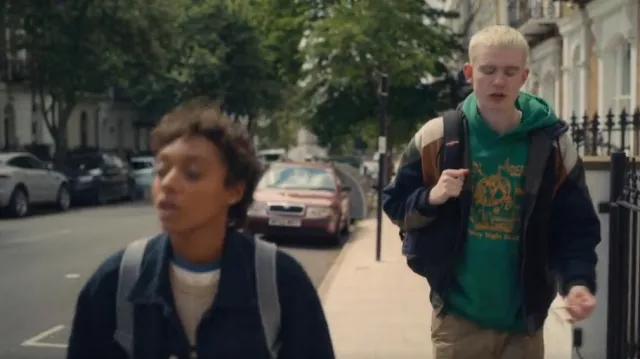 Brain Dead Night Fa­cade Hood­ie worn by Cameron (Harry Cadby) as seen in Everything Now (S01E01)