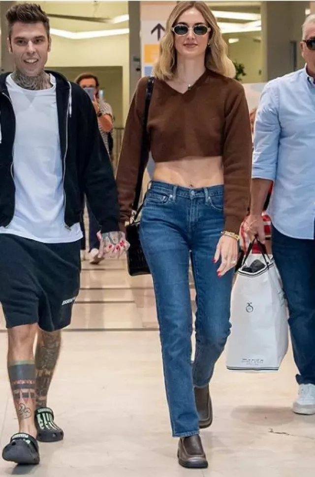 Miu Miu Cashmere Sweater In Tobacco worn by  Chiara Ferragni At a Hospital  on October 6, 2023