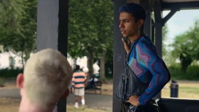 Collusion Muscle Fit Mesh T-shirt With Keyhole And Marble Print Co-ord worn by Will (Noah Thomas) as seen in Everything Now (S01E05)