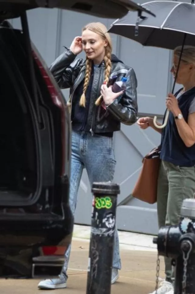 Khaite The Danielle Acid-Wash Jeans worn by Sophie Turner in New York City on  October 7, 2023