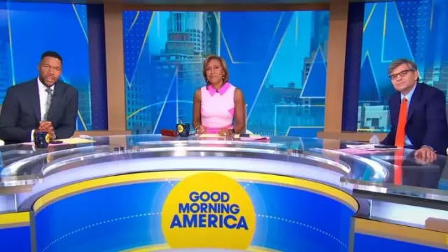 Tristan Arch Pink Collared Jumpsuit with Panels worn by Robin Roberts as seen in Good Morning America  on October 5, 2023