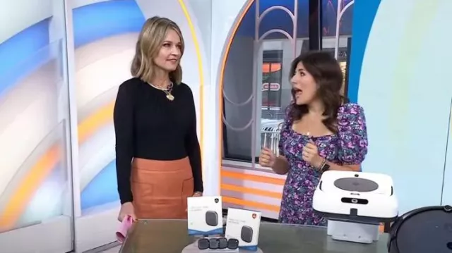 Joseph Blomfield Paneled Leather Midi Skirt worn by Savannah Guthrie as seen in Today on  October 10, 2023