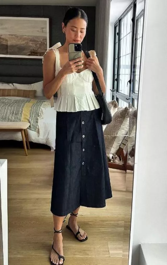 Dunst Half Moon Keyring Bag worn by Jamie Chung on her Instagram post on August 1, 2023