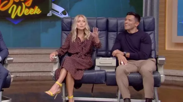 Gianvito Rossi Portofino Leather Sandals worn by Kelly Ripa as seen in LIVE with Kelly and Mark on  October 3, 2023