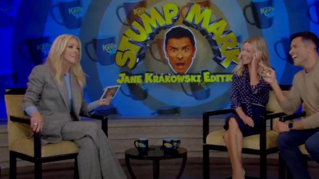 Michael Kors Haylee Glen Check Flare Trousers worn by Jane Krakowski as seen in LIVE with Kelly and Mark on  October 4, 2023