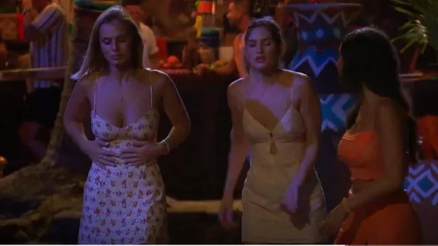 Zara Floral Cutout Linen Blend Mini Dress worn by Katherine Izzo as seen in Bachelor in Paradise (S09E03)