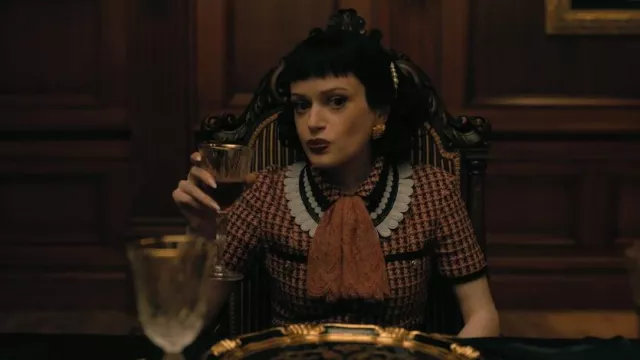 Maje Renalt Tweed Mini Dress worn by Juno (Ruth Codd) as seen in The Fall of the House of Usher (S01E01)