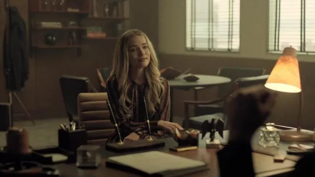Akris Punto Houndstooth Crepe Dress worn by Young Madeline (Willa Fitzgerald) as seen in The Fall of the House of Usher (S01E05)